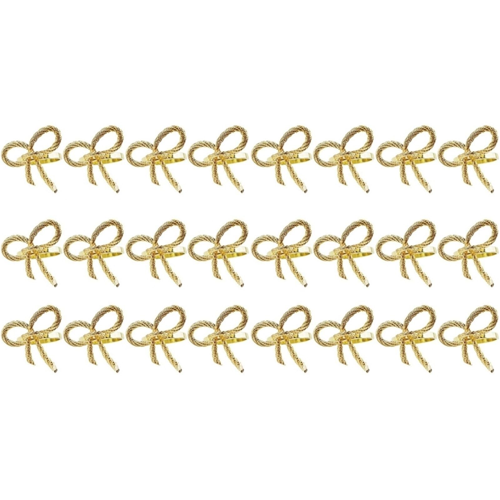 24Pcs Gold Napkin Rings Bow Tie Buckle for Hotel Restaurant Table Decor
