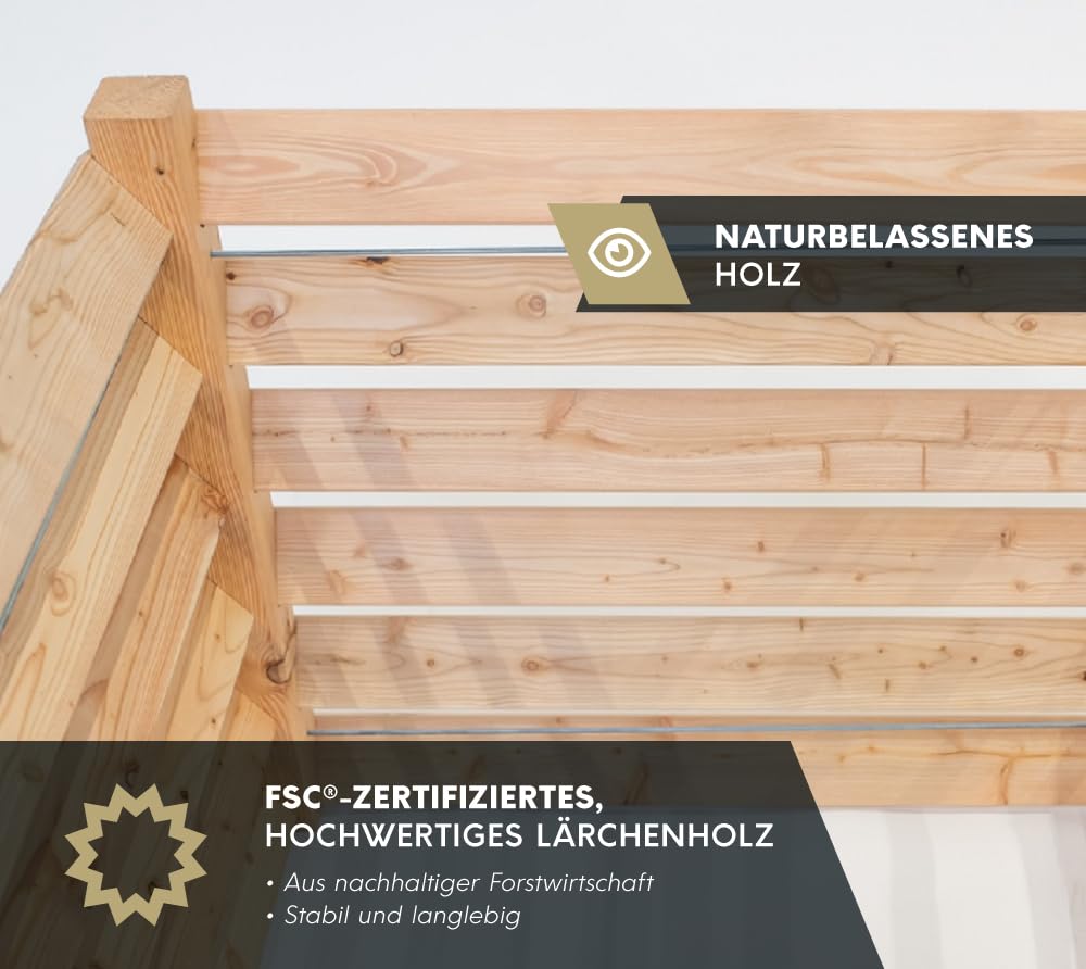 WESTMANN Komposter M aus Lärchenholz inkl. Kompostieranleitung| 100x100x80 cm Natur | Holzkomposter inklusive 800L Fassungsvermögen | Steckkomposter für Gartenkompostierung
