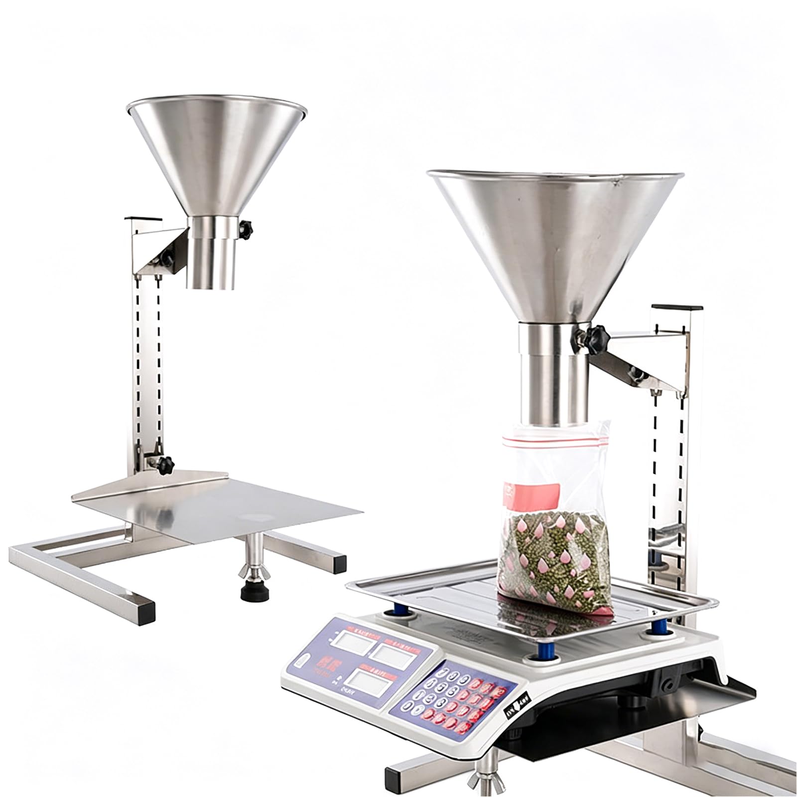 Tolva De Alimentación De Acero Inoxidable, Embudo De Llenado De Acero Inoxidable De Boca Ancha De 3,9"con Soporte Ajustable Y Bandeja Elevable,para Líquido,polvo, Pasta, Gránulos, Acero Inoxidable 304