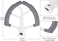 Vista 4 de Flex Edge Beater for KitchenAid Bowl-Lift Stand Mixer - 6 Quart Flat Beater Paddle with Flexible Silicone Edges