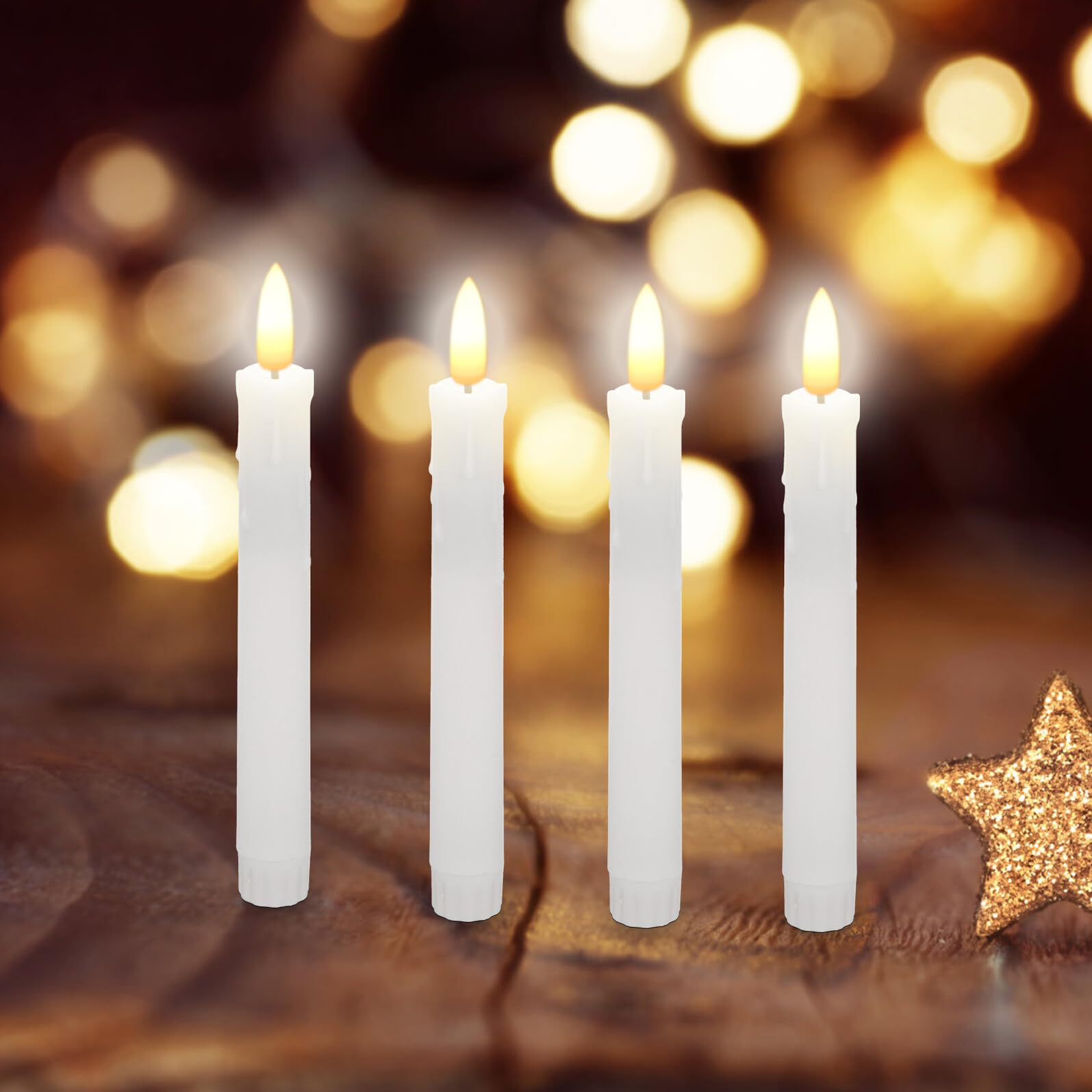 6 Velas Cónicas LED sin Llama de Plástico con Mando para Ambiente Navideño