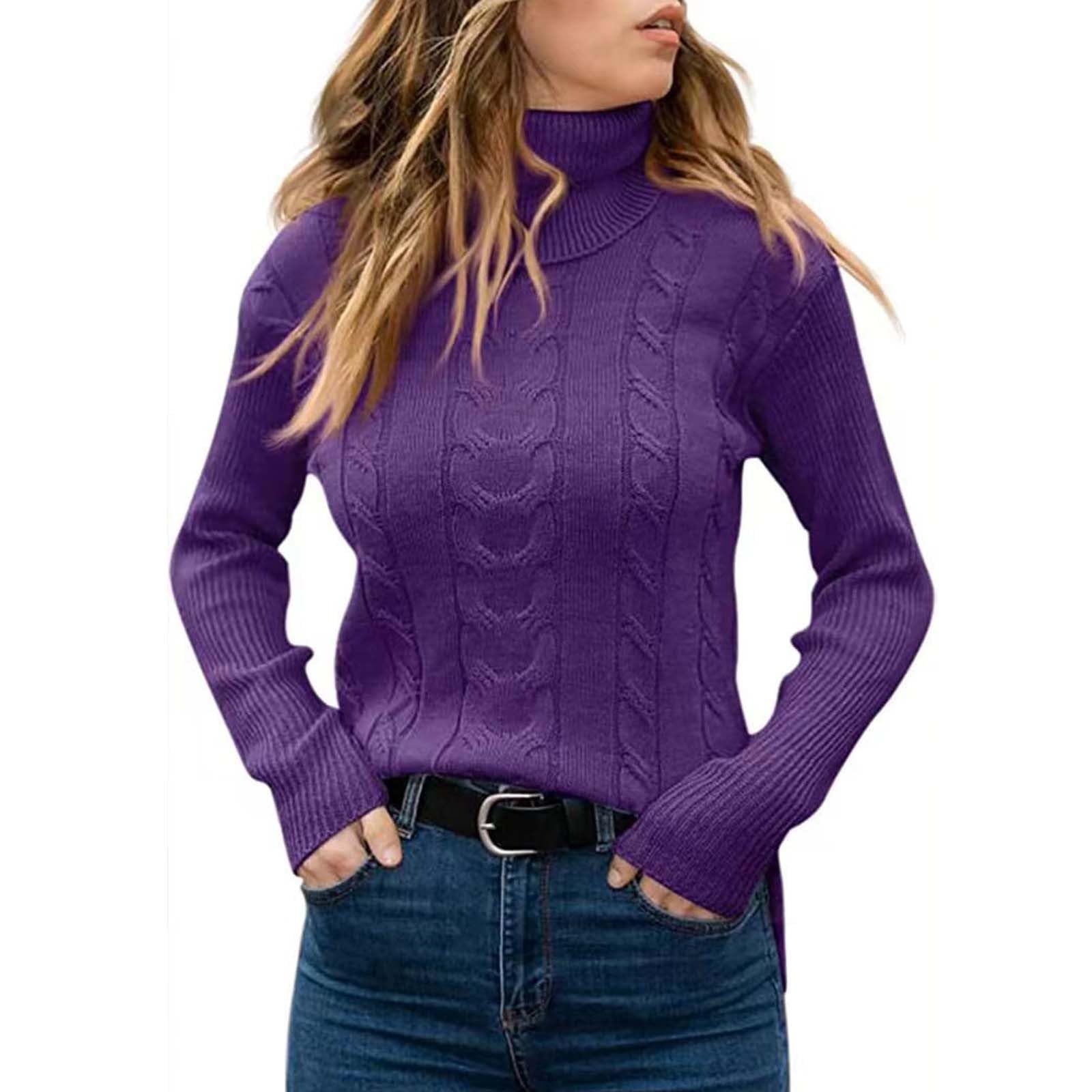 Turtleneck Sweater Women Thermal Cable Knit Long Sleeve Sweaters Oversized Casual Cozy Trendy Tops Winter Outfits