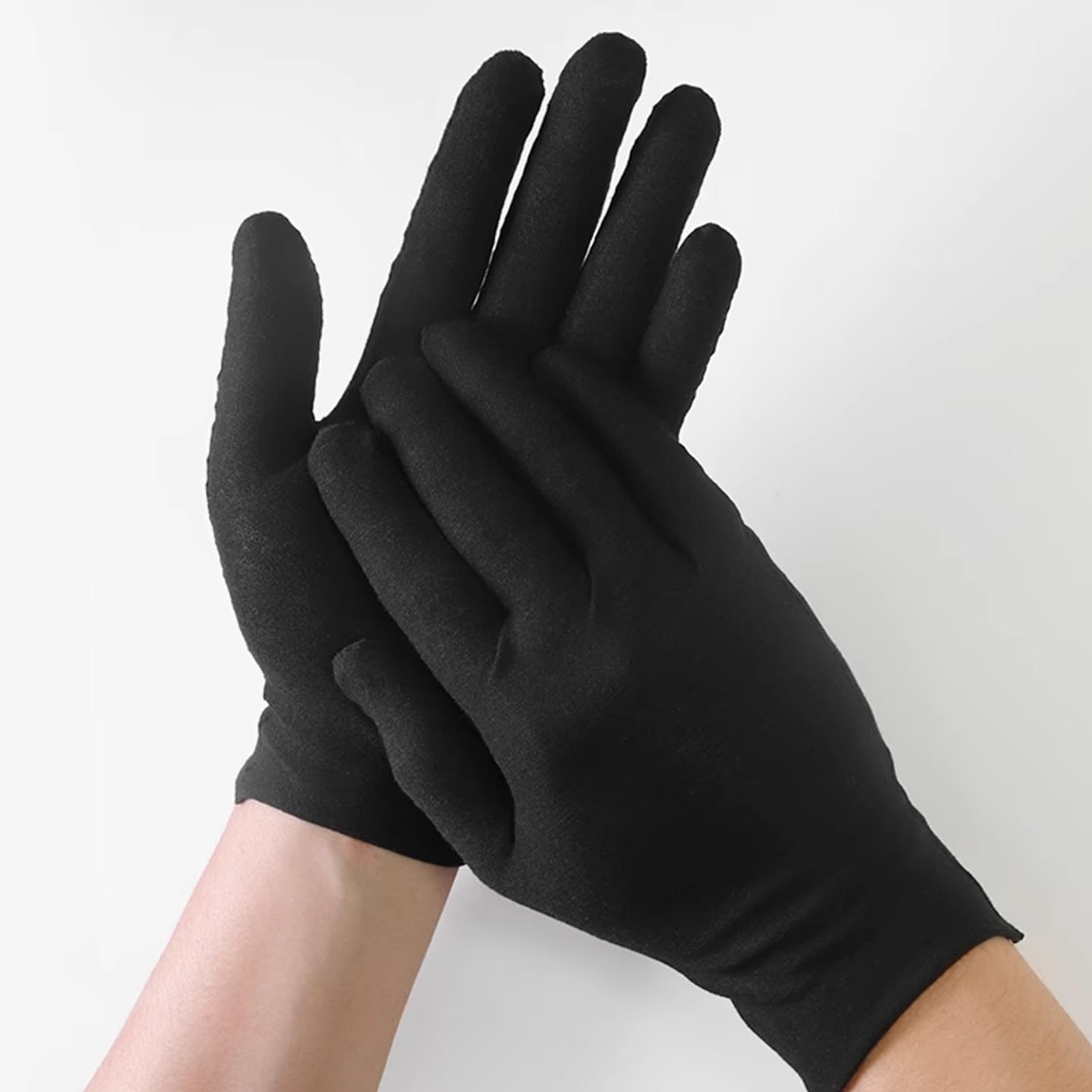 Guantes de Algodón Negros - 2 Pares, Finos para Joyas, Crema Hidratante de Manos