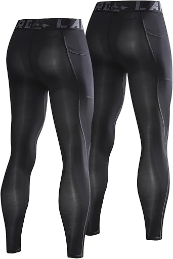 LAFROI Men's 2-Pack Athletic Cool Compression Fit Tights Leggings
