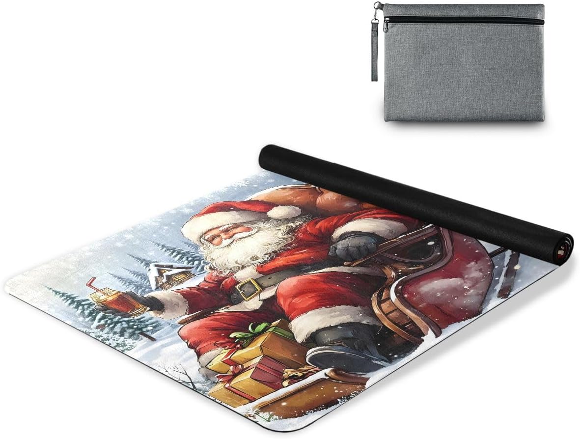 ALAZA Sleigh Santa Claus Forest Yoga Mat Non Slip Fitness Exercise Mat, Workout Mat for Yoga, Pilates and Floor Exercises