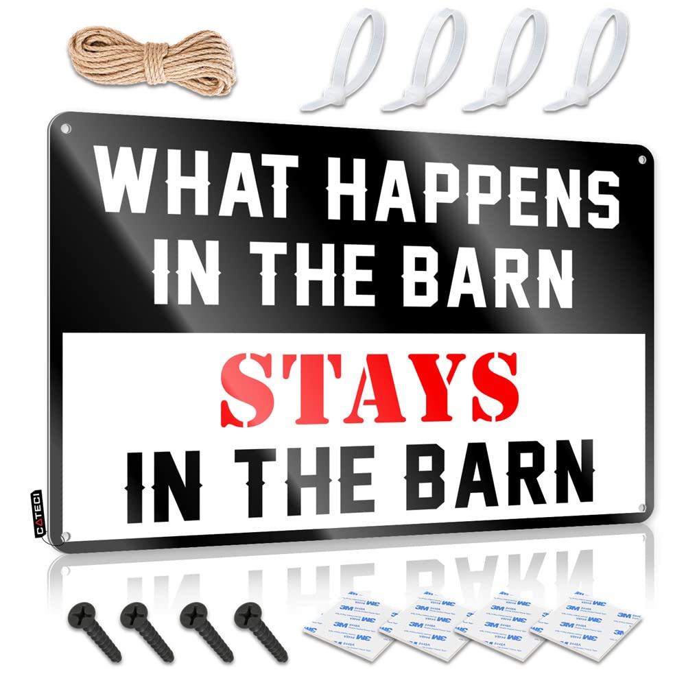 Tin Farmhouse Signs Rustic Present | What Happens In The Barn Stays In The Barn Modern Metal Wall Decor For Shed Home(30X40CM)