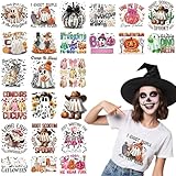 MOIZYNG 24 Blatt Halloween Bügelbilder für T-Shirts, Western Conchas Ghost Pumpkin DTF Transfers...