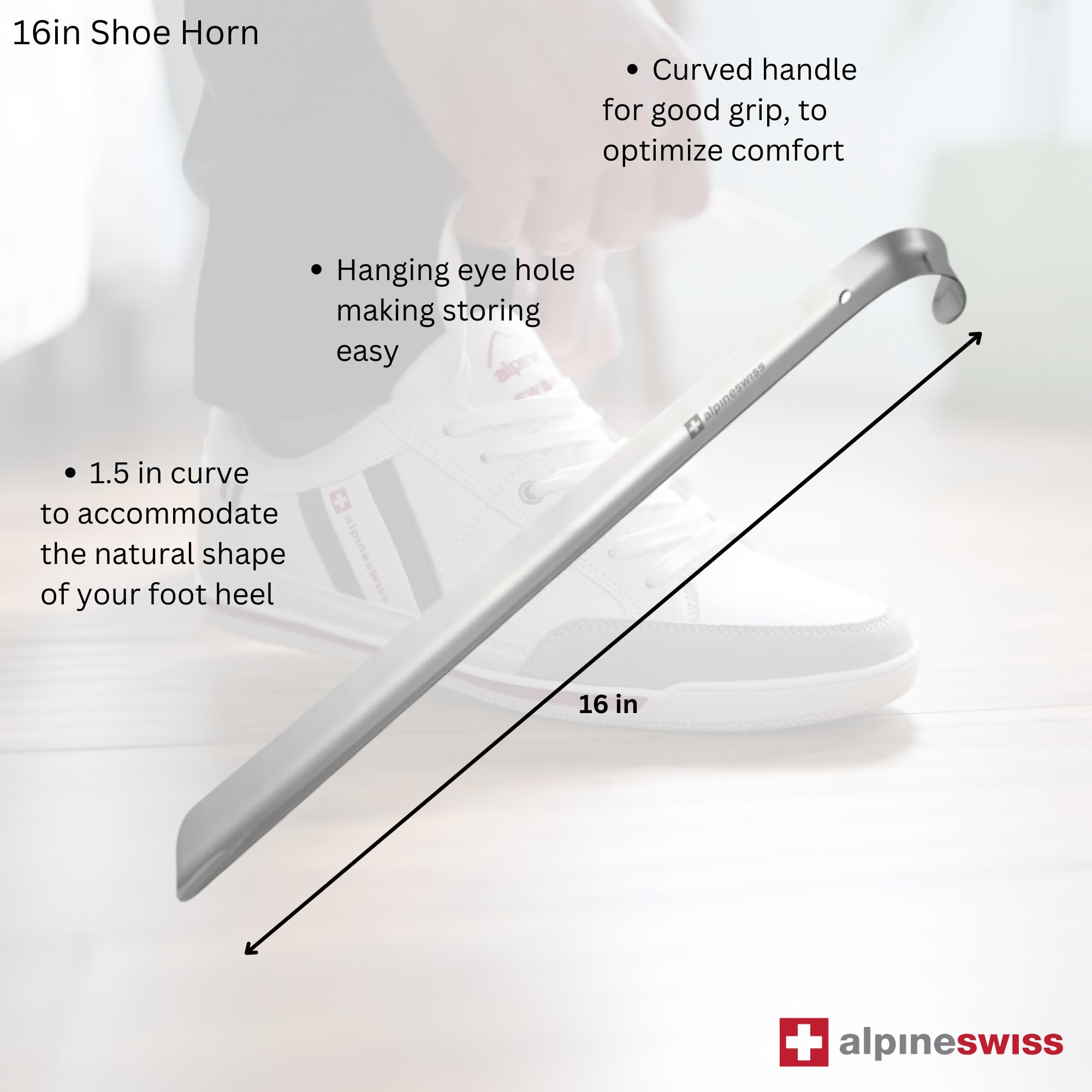 alpine swiss Zapatero de acero inoxidable para trabajo pesado Mango largo 20 "o 16" Zapatero auxiliar
