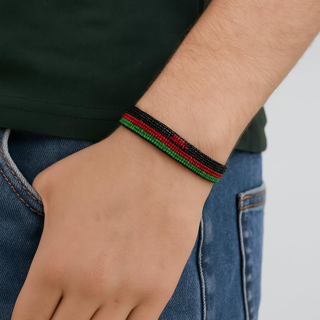 Malawi Flag Bracelet, Adjustable, Boho Style Rope Bracelet for Women, Men, Thread String - Image 4