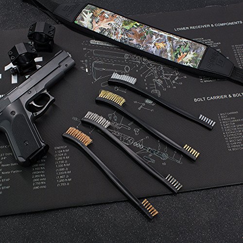 Braudel Gun Cleaning Brush & Pick Kit-Double Ended Brass Copper Nylon Steel Brush & Ploymer Metal Picks Set, 9Pcs #TOP3