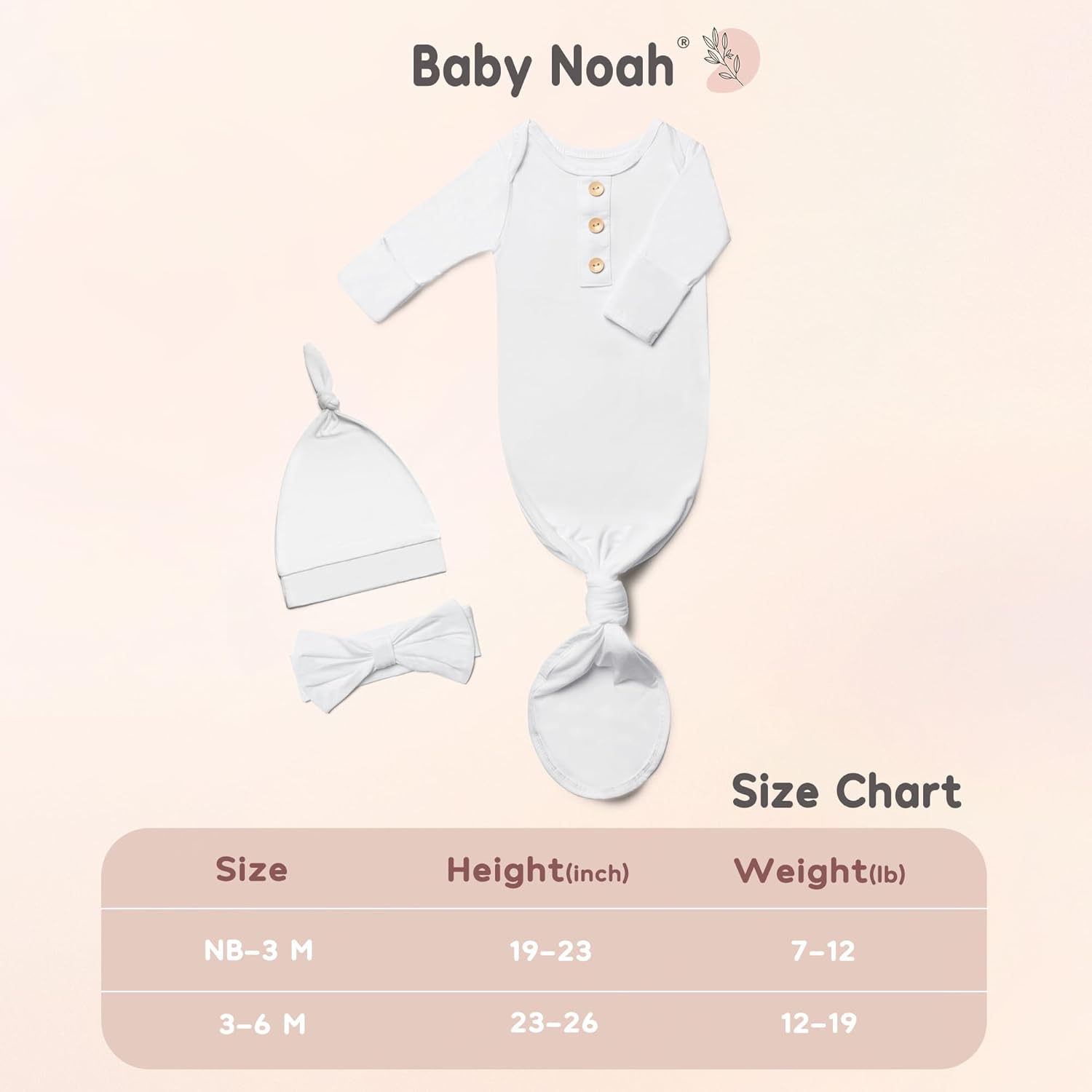 Infant Newborn Baby Knotted Gown, Sleepwear Romper Newborn Essentials Outfits Perfect for Newborn Boys and Girls Photography - Image 2