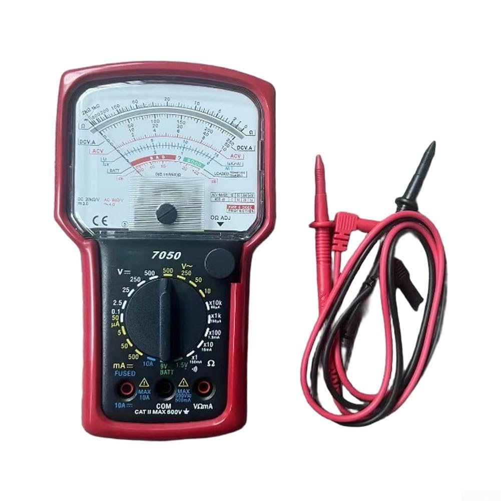 KT7050 Analog Multimeter mit Spiegel-Skala - Präzises Zeiger-Messgerät für Spannung & für strom bis 600V/10A, Manuelles Widerstandsmessgerät 20MΩ für Elektriker
