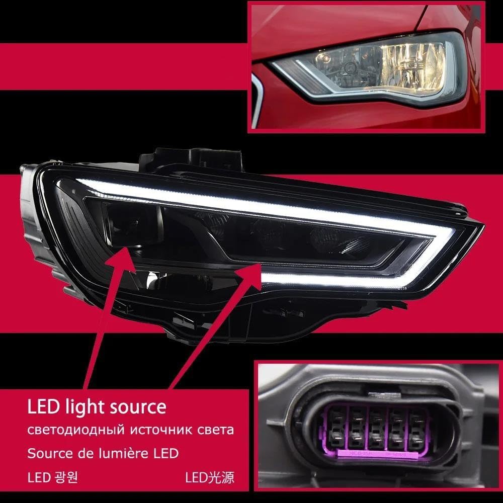Lamp Shade Transparent Cover Head Lamp Headlight Headlights DRL Turn Signal High Beam For A3 2013 2014 2015 2016 Car Headlight Light Lens Covers(LHD/For Xenon)