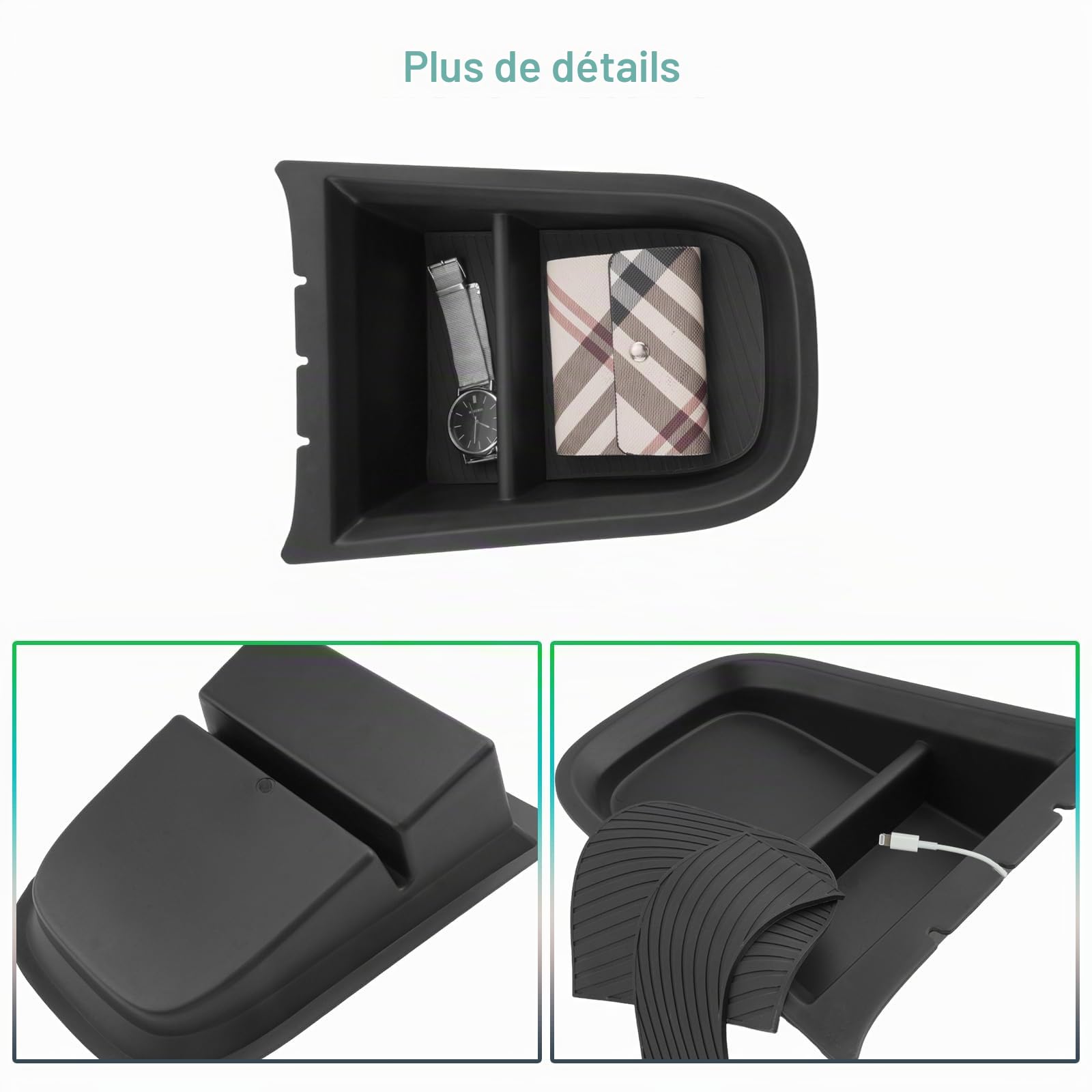 GAFAT Compatible avec Jeep Avenger 2025 2026-2023 Electrique Hybride Console Centrale Boîte de Rangement, au-dessus du Port de Charge, Avenger 4xe Organiseur Multifonction Plateau, Avenger Accessoires