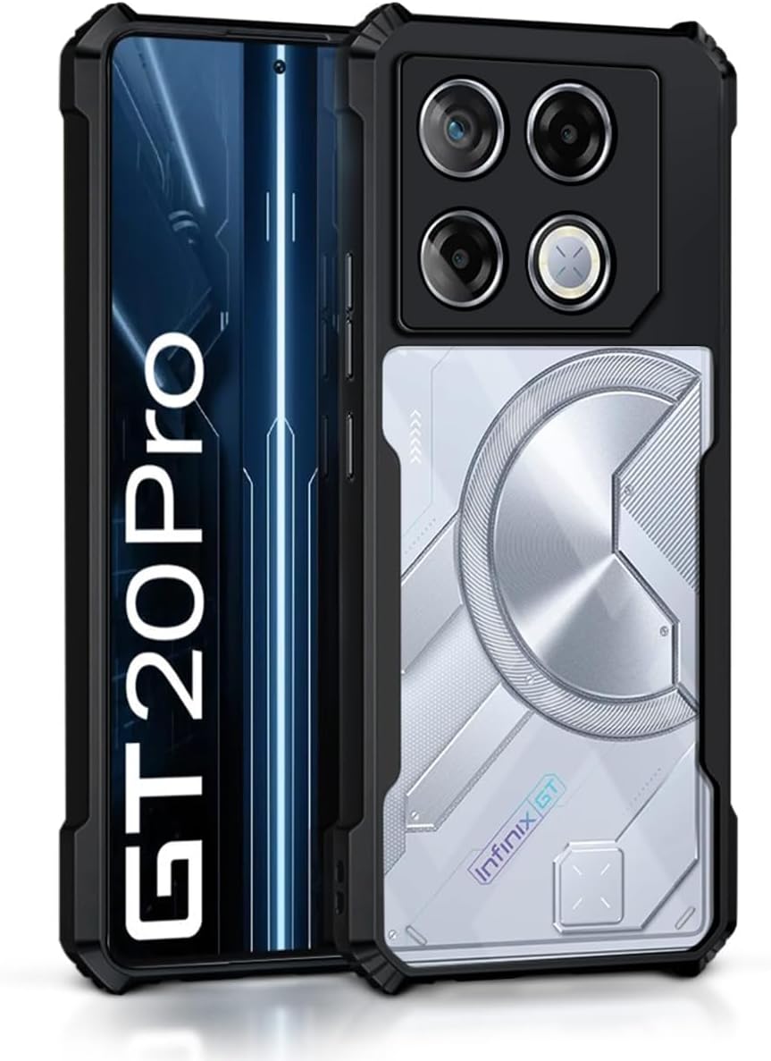Zubitech Infinix GT 20 Pro Clear Case Hard PC Back Cover with Shockproof TPU Black Border 360 Degree Impact Resistant non-Yellowing Transparent Cover compatible for Infinix GT 20 Pro 5G