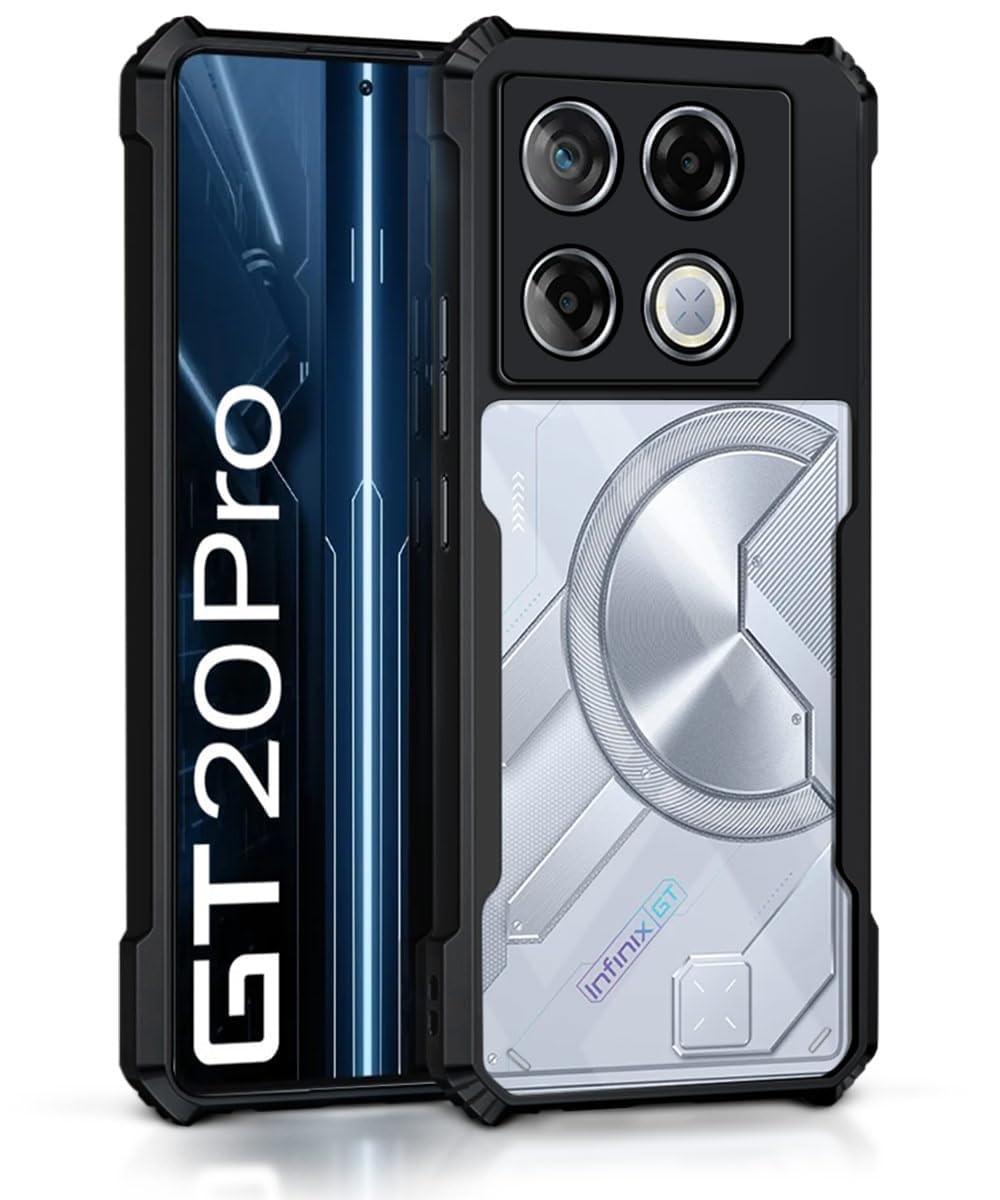 ZubitechInfinix GT 20 Pro Clear Case Hard PC Back Cover with Shockproof TPU Black Border 360 Degree Impact Resistant non-Yellowing Transparent Cover compatible for Infinix GT 20 Pro 5G