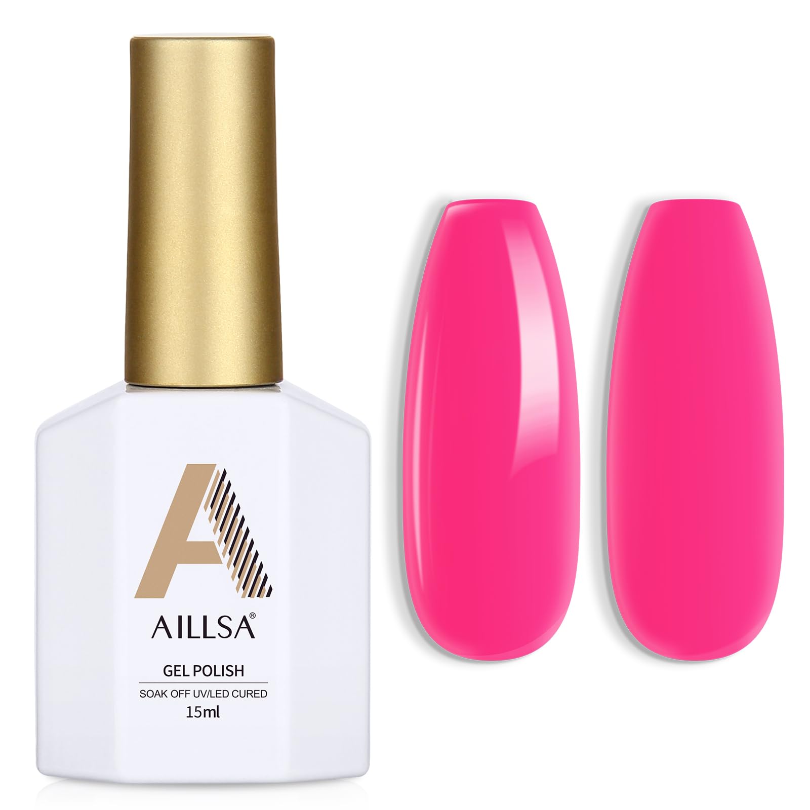 AILLSA Hot Pink Gel Nail Polish Summer Diary Pink Gel Polish Bright Neon Color Gel Polish French Nail