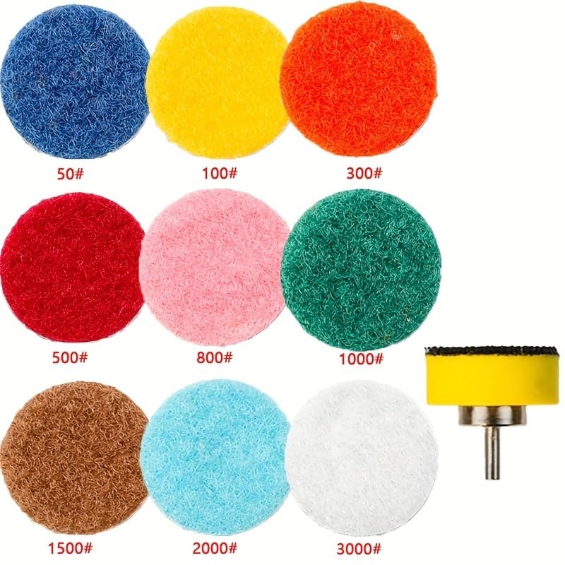 QTG 1" Wet Diamond Polishing Pads, 10Pcs 50#-3000#, Hook & Loop 3mm Shank image 4