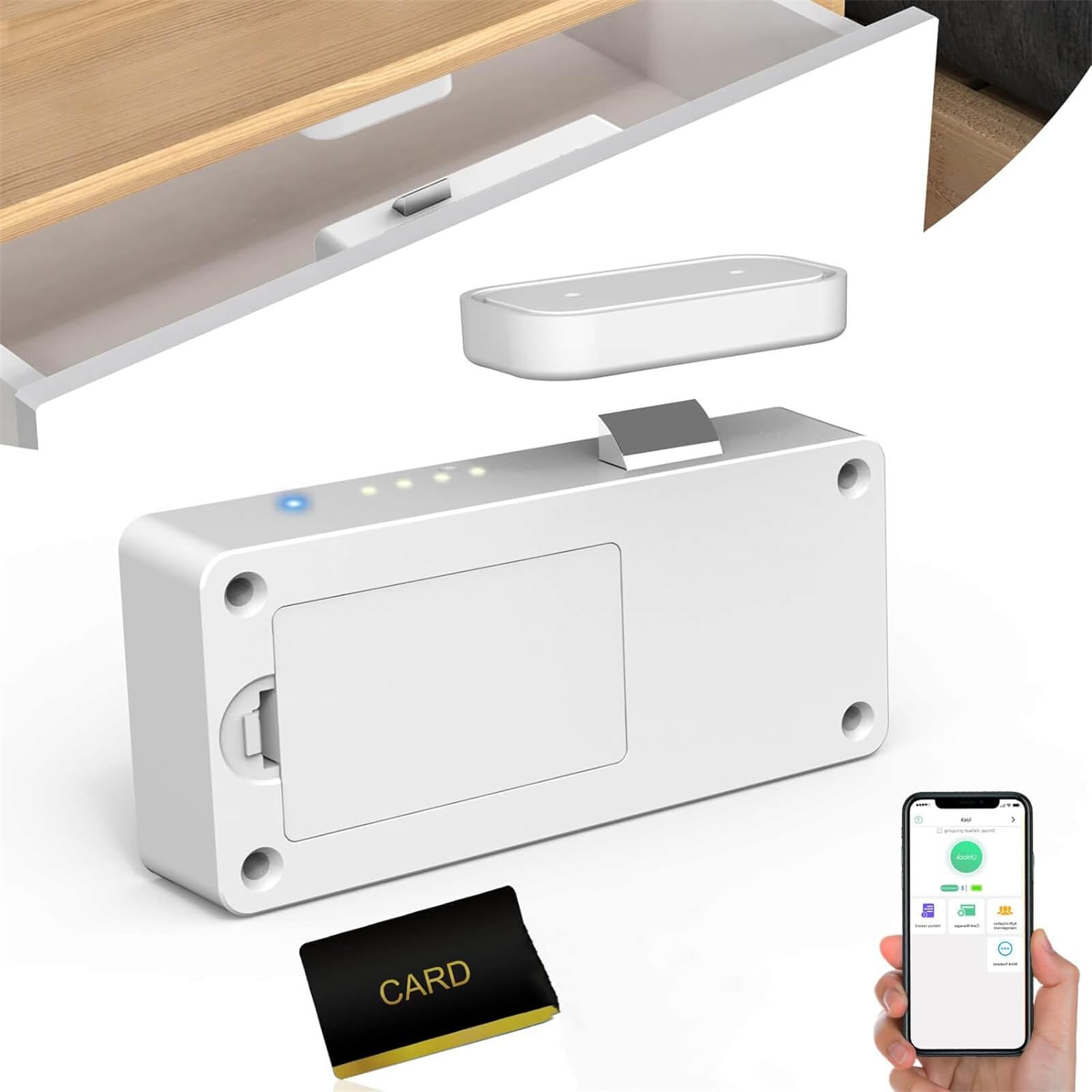 MOTIM Hidden Smart Cabinet Lock, RFID Electronic Keyless Bluetooth DIY Child Safety Lock for Concealment Furniture Liquor Cabinet Locker Pantry Drawer Cupboard