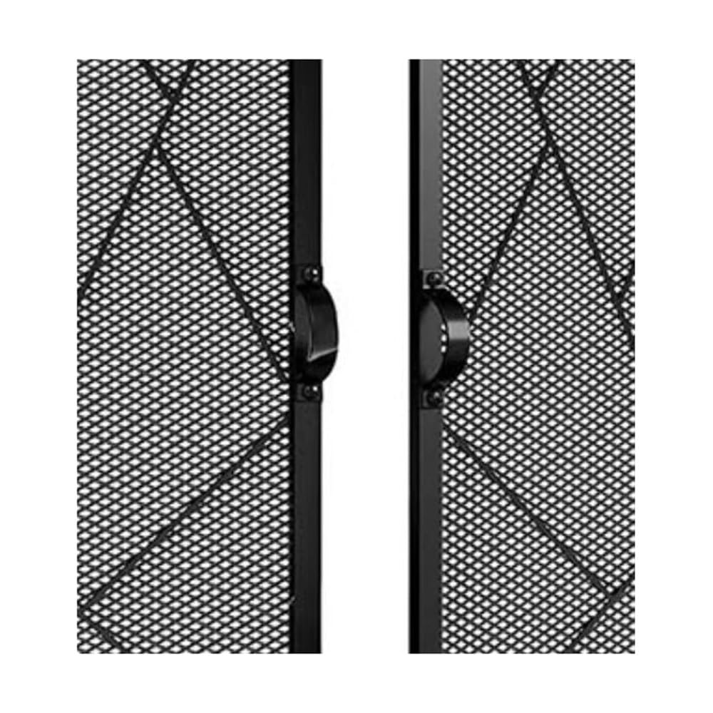 Salvachispas Chimenea Mampara for Chimenea de Doble Puerta for con Puertas batientes Marco Hierro Fundido Acabado Malla metálica Duradera Color Negro Protector Chimenea