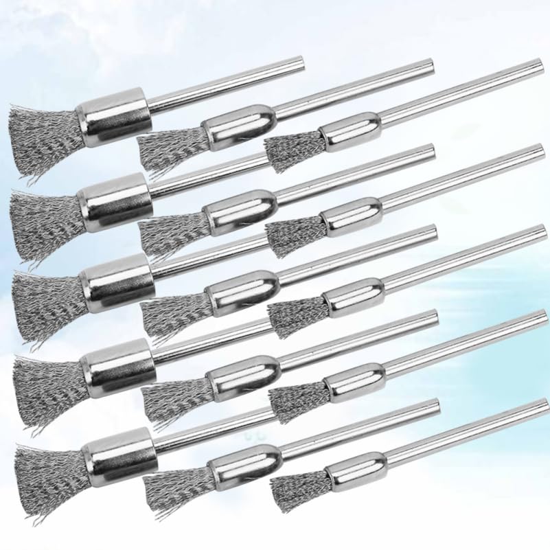 Image of 15Pcs Wire End Brush, Crimped End, Pen Shape Wire Wire Brush for Drill Attachment Wire Brush Wheel for Drill Metal Brush Drill Bits Shank for Paint-Surface
