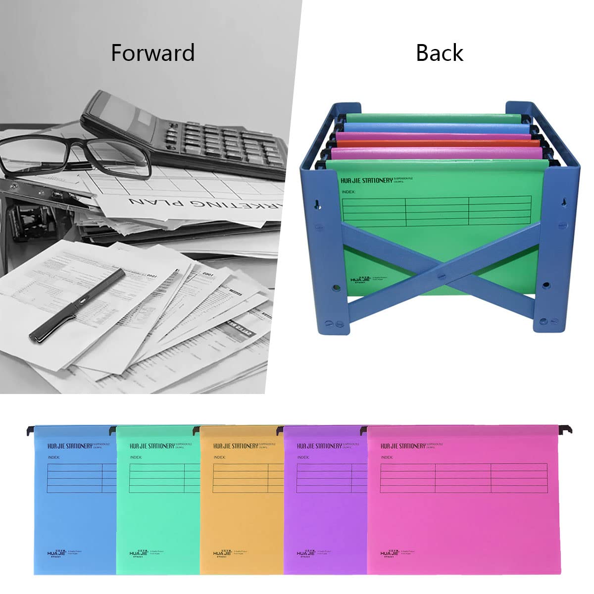 Dewocke 10 Stück A4 Hängemappen Set - Farbige Ordner Mit Reitern Für Büro, Schule & Zuhause