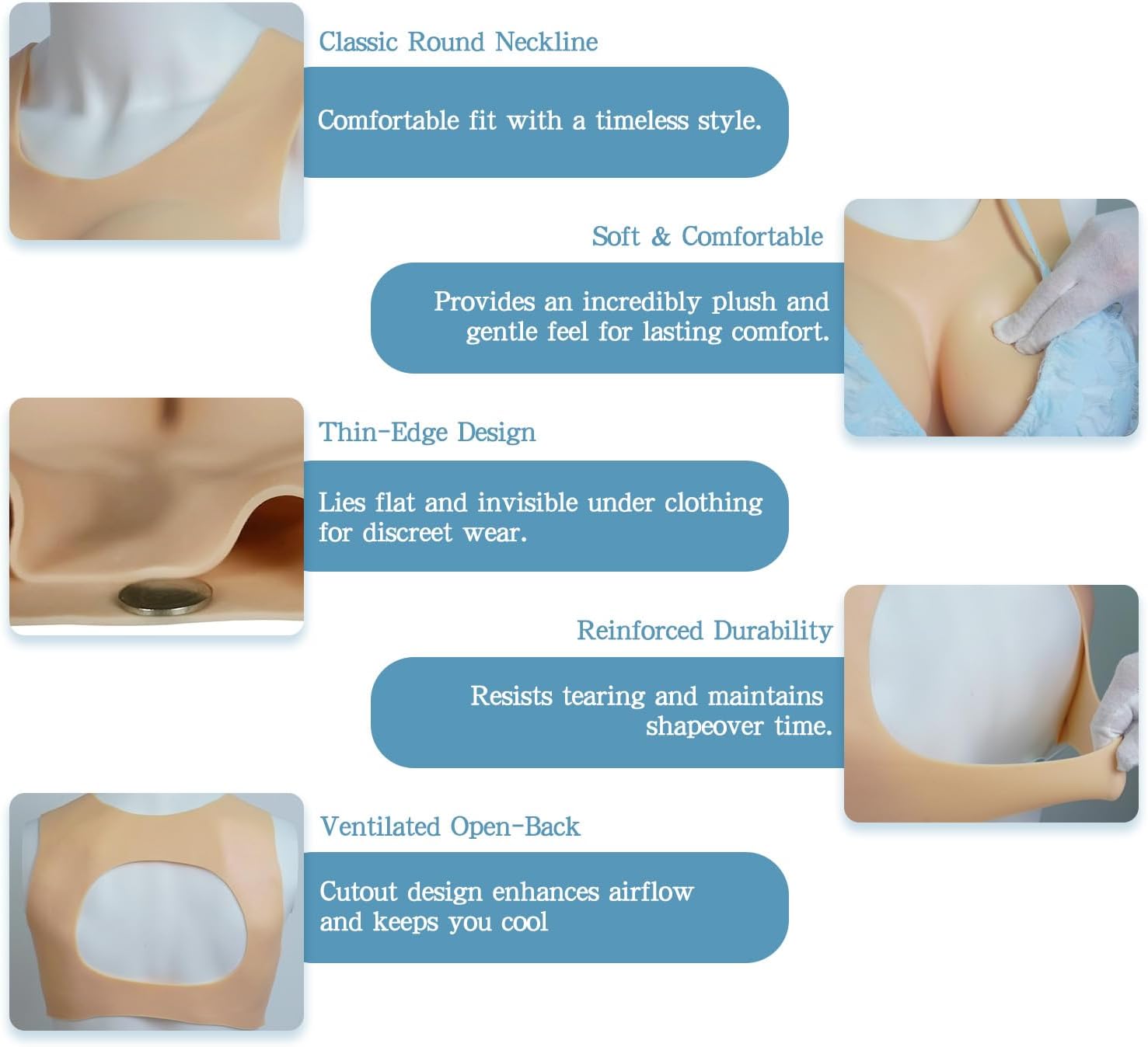 Silicone Breastplate Fake Boobs False breasts for trans women drag queen Hollow back
