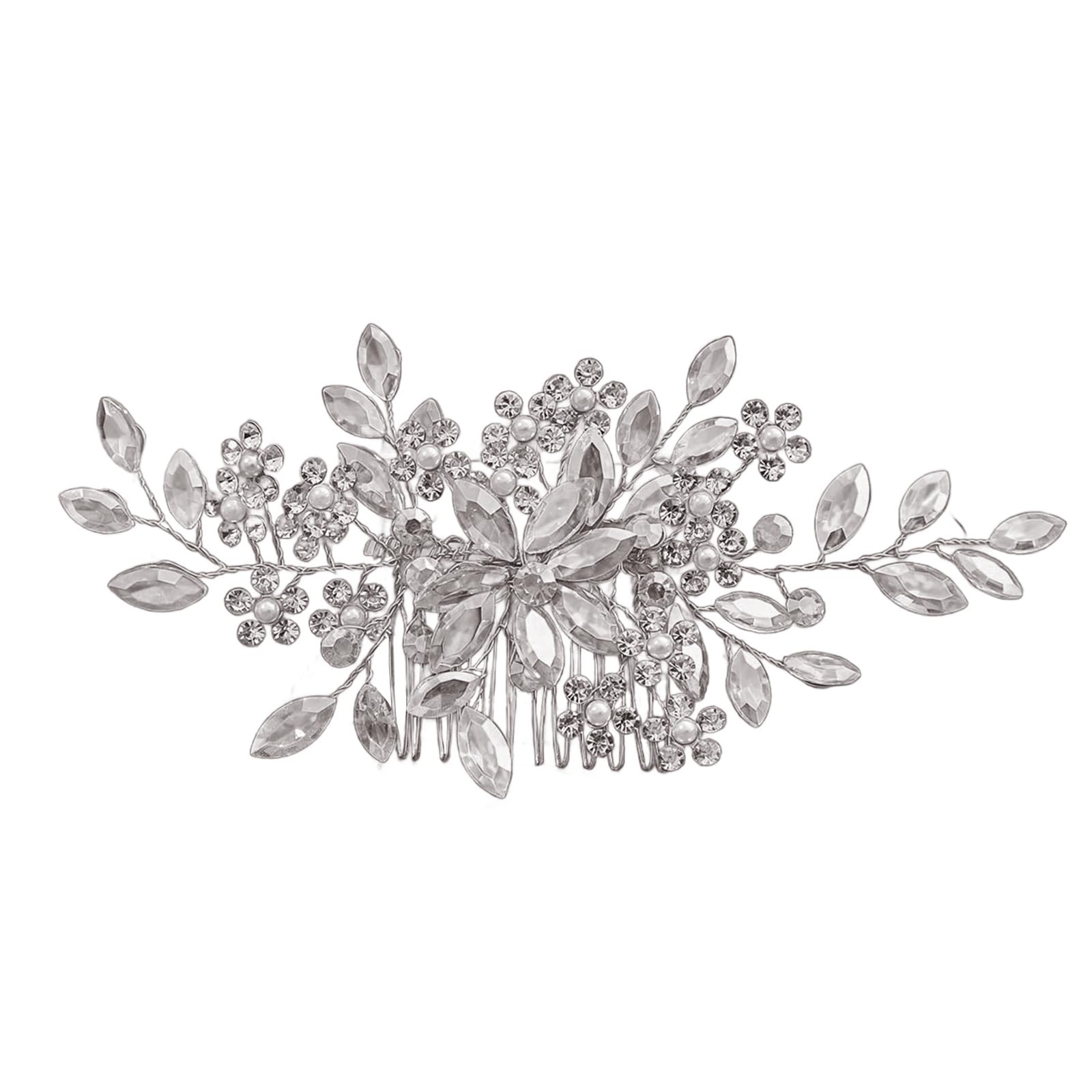 Fentency Elegant Bridal Rhinestones Headband Handmade Artificial Pearls Hair Vine Hair Comb for Weddings and Formal Event