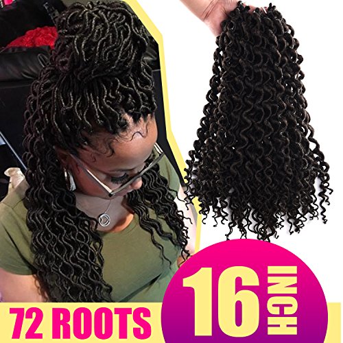 Goddess Locs Crochet Braids New Curly Faux Locs Crochet Hair (24Roots/Piece 3 Pieces) 16" Deep Faux Locs Braiding Hair Extension For Women(#4)