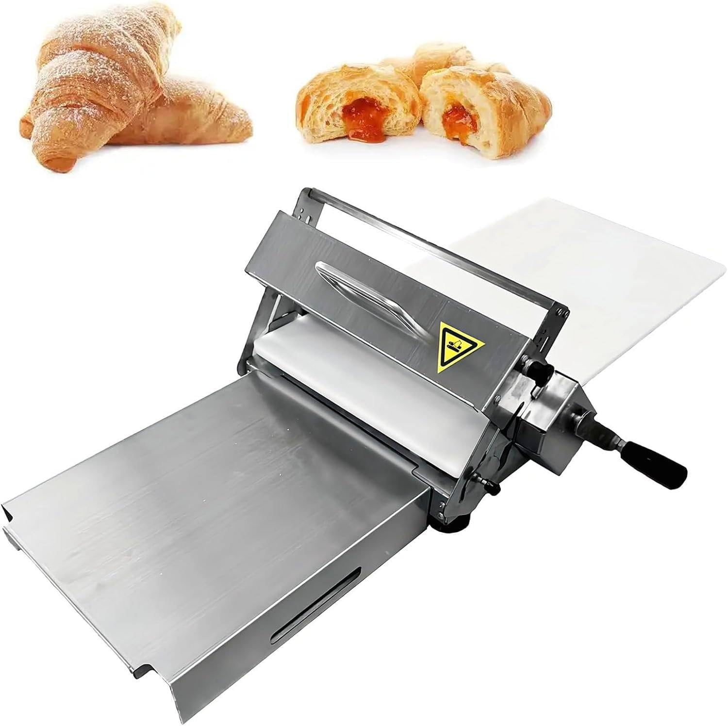 Laminadora de masa de acero inoxidable con rodillos ajustables