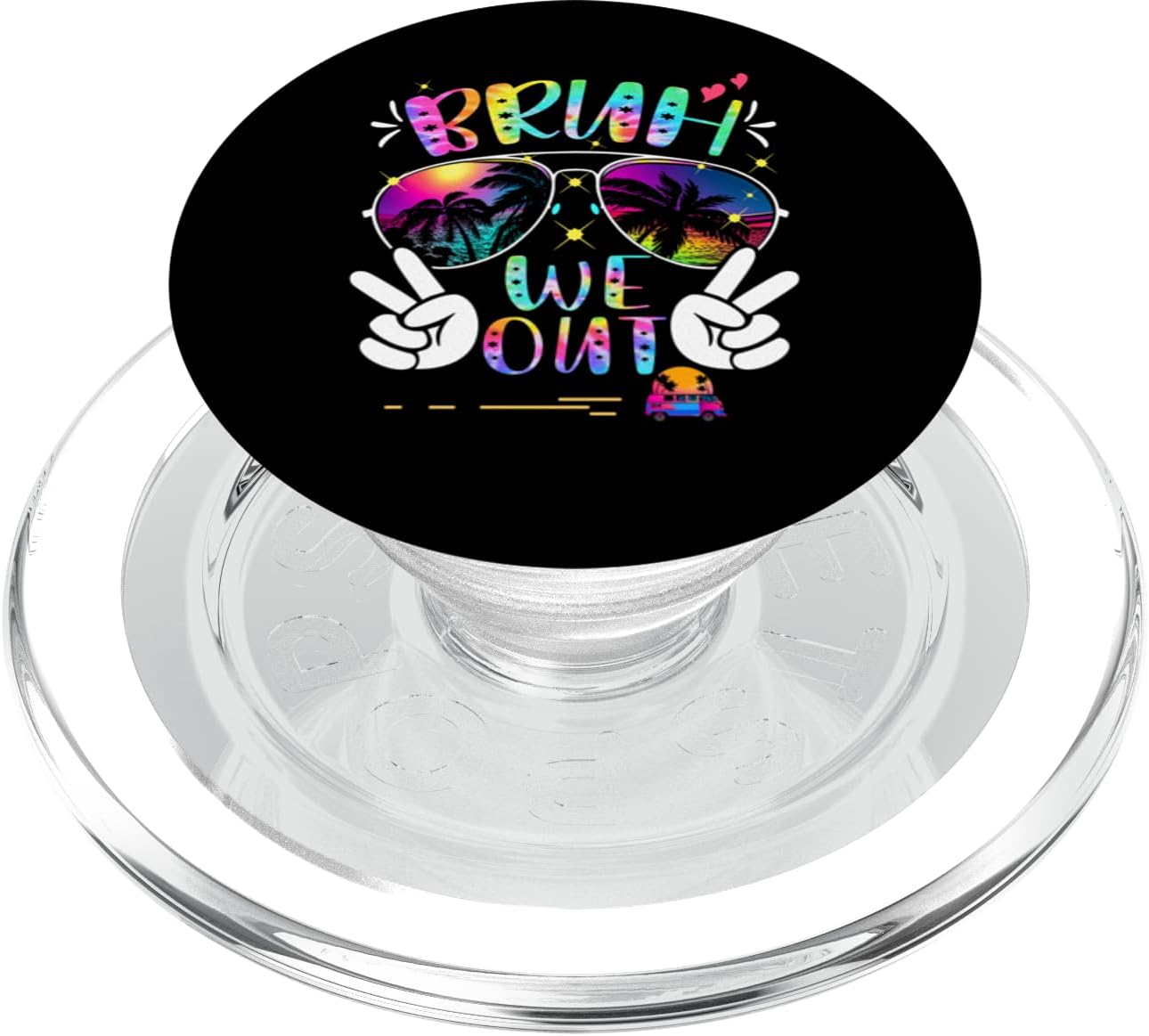 Bruh We Out Teacher Student Tie Dye Sunglasses Floral Summer PopSockets PopWallet for MagSafe