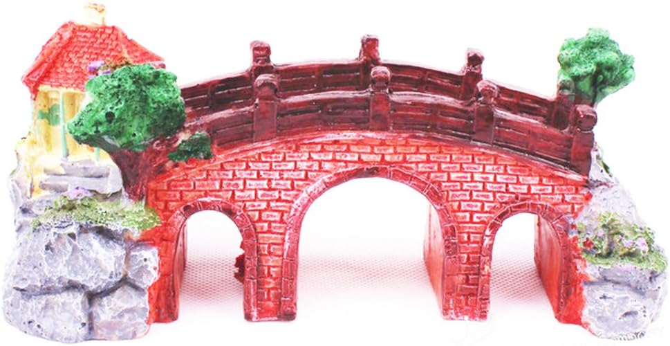 Red Brick Three-hole Chinese Stone Bridge Arch Decorated in Rustic-style Gardening Landscaping Aquarium Decoration