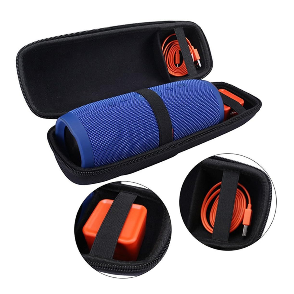 SUPVOX Eva Storage Case for Charge Speaker Portable Carrying Bag with Shoulder Strap Black Travel Pouch for Soundbox Durable Protection Against Scratches Splashes