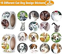 Vista 2 de Calcomanías de perros y gatos para niños y profesores, 1000 calcomanías de diseño de perro y gato para fiestas de cumpleaños infantiles, recompensa