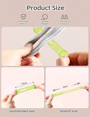 Miniatura 5 de Kanemc Organizador magnético de cables para cables, lazos de silicona con cierre de cremallera, correa magnética para cargador de teléfono