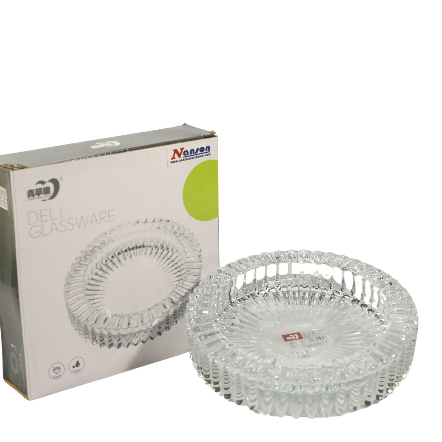 Nanson Large Thick Glass Ashtray – Premium Deli Glassware Round Ashtray for Cigarettes & Cigars – Set of 1/2-image-27
