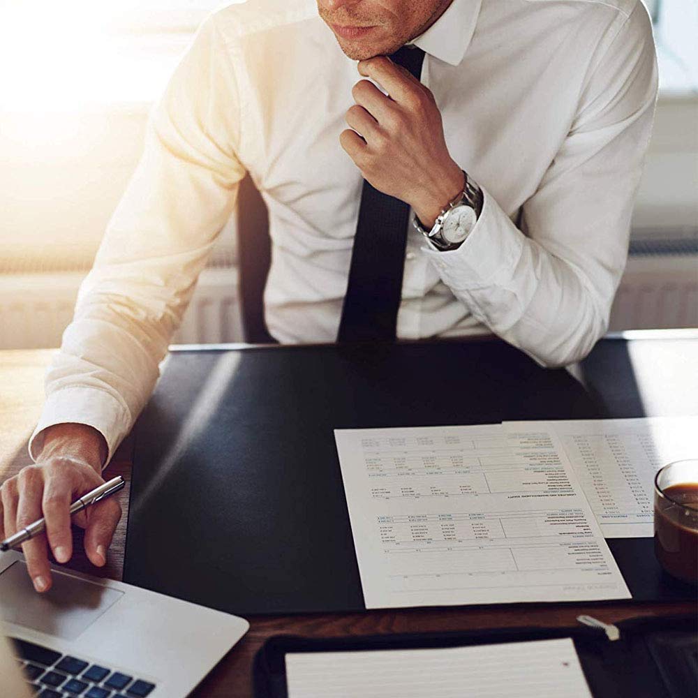 Office Desk Pad,Non-Slip Writing Desk Mat With Edge Protection,Waterproof PU -Leather Desk Protector,Large Gaming Mouse Pad With Fixing Lip