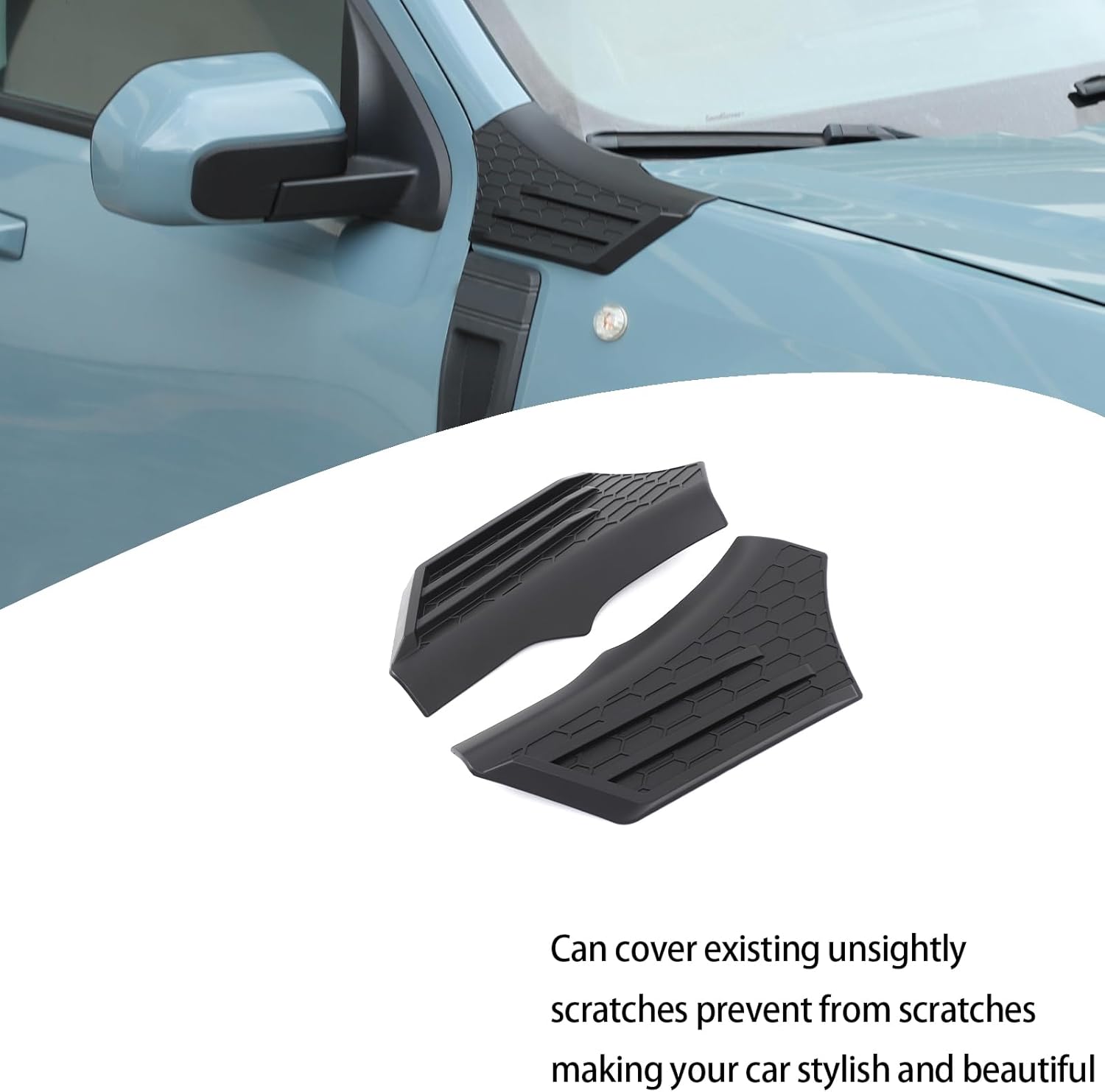 Car Hood Fender Vent Decorative Cover Trim Compatible with Ford Maverick 2022-2025 Front Hood Side Cowl Body Armor Outer Cowl Covers Side Corner Guards Accessories (Matt Black)