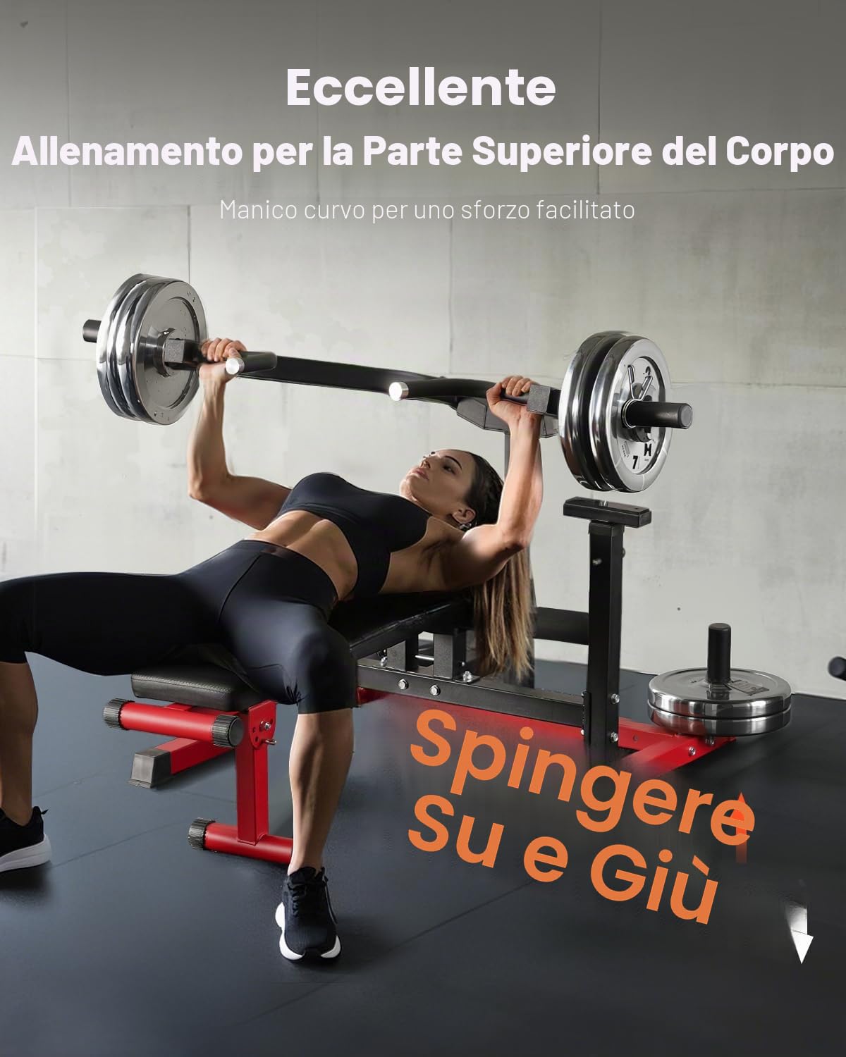 VEVOR Macchina per Pressa Toracica 1600 x 1550 x 760mm Set per Distensioni su Panca 204,11 kg Panca Inclinata Piana Regolabile con Bracci Convergenti Indipendenti, Attrezzatura per Palestra Domestica