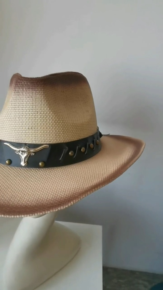 Western Cowboy Sun Hat with Shapeable Wide Brim and Belt Buckle Western Straw Cowboy Hats Straw Cowgirl Hat Wide with  main image 3