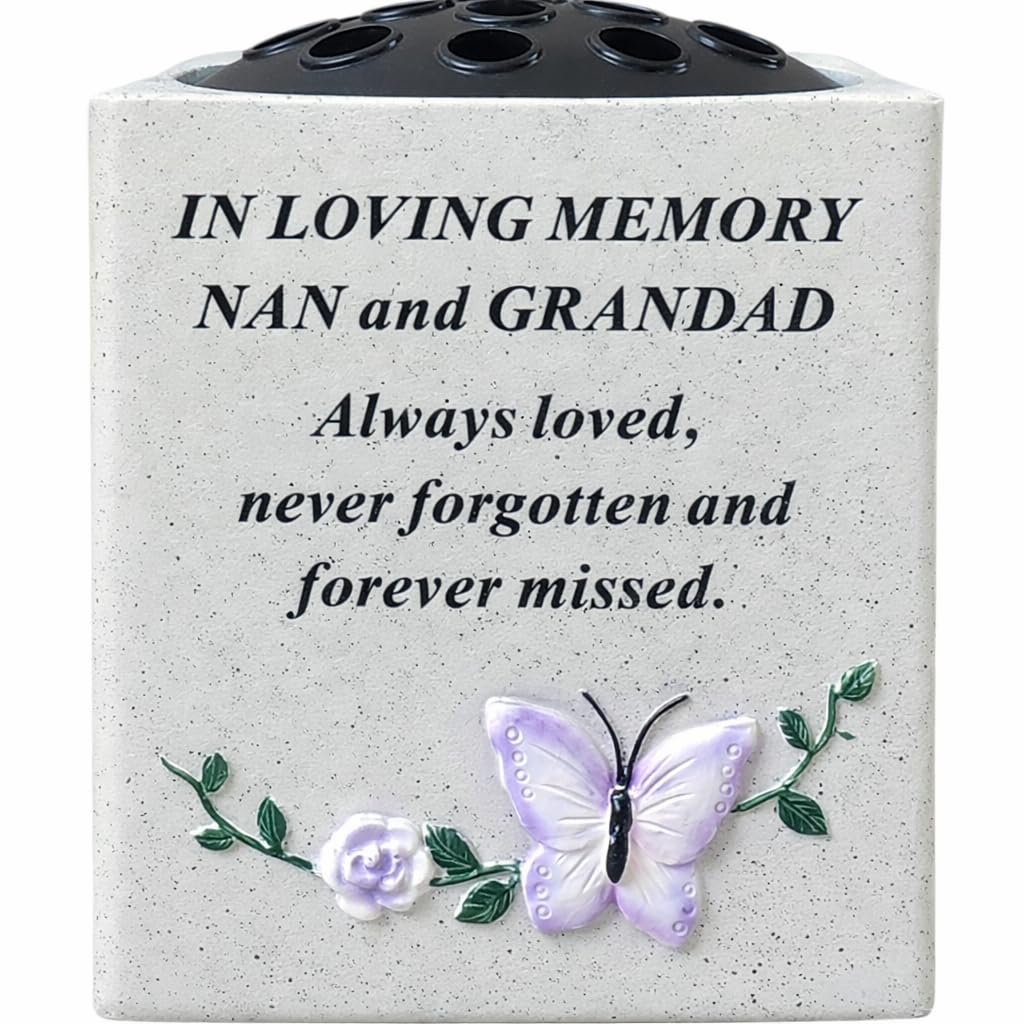Nan & Grandad Memorial Flower Vase Rose Bowl Holder Pot Crem Graveside Ornament