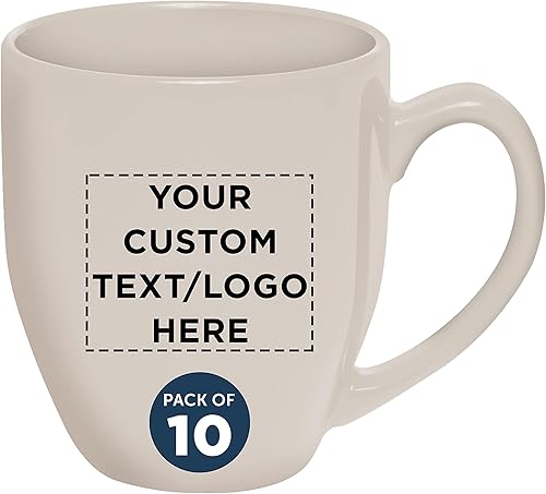 Juego de 10 tazas de café grandes personalizadas de 16 onzas, paquete a granel personalizado, perfectas para té, expreso, capuchino, cacao caliente,