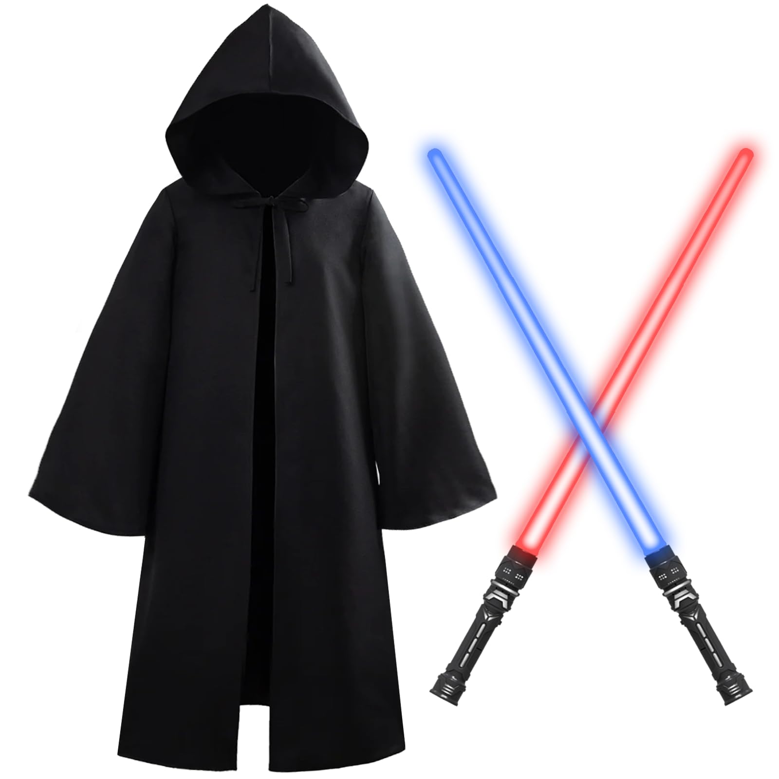 DoSiJan3PCS Kid’s Robe Hooded Cloak Cosplay Costume Lightsaber Set Jedi Costume For Kids