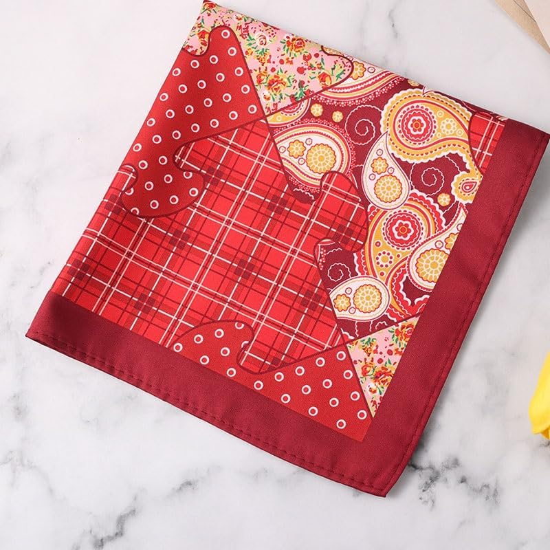 Geometric Pattern Men's Suit Pocket Square Small Silk Scarf Polyester Silk Printed Small Square Handkerchief