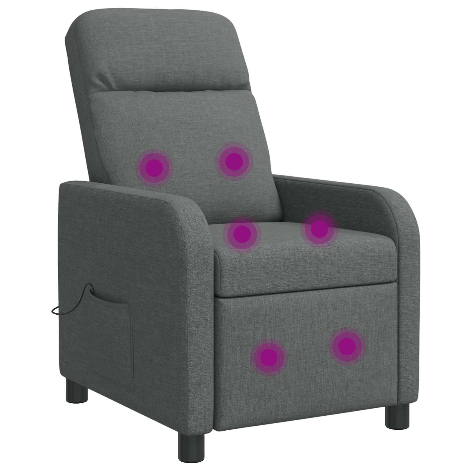 Poltrona relax in tessuto grigio scuro con schienale regolabile 115-160