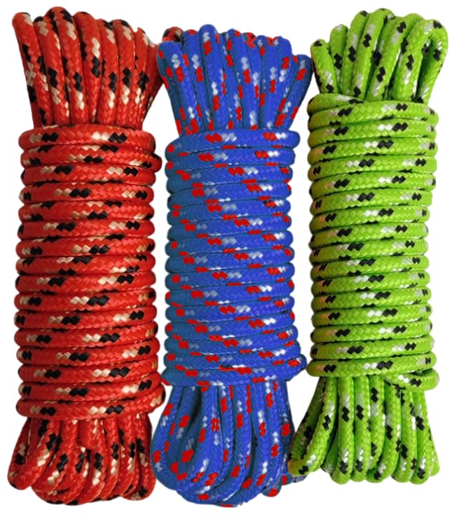 Diamond Braided Polypropylene Rope Nylon Mix Thick Heavy Duty Ropes 1/4 inch 25ft High Strength Rope Perfect for Clothesrope Camping Hiking and Other Outdoor...