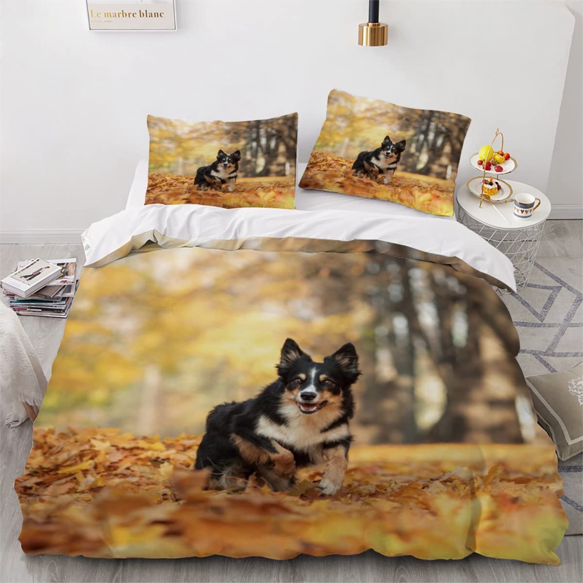 Double Duvet Cover Set Border Collie 3d Printed Bedding Quilt Cover Set 3 Pieces Soft Microfiber Comforter Cover with Zipper Closure and 2 Pillowcases For kids and Teens -200x200cm