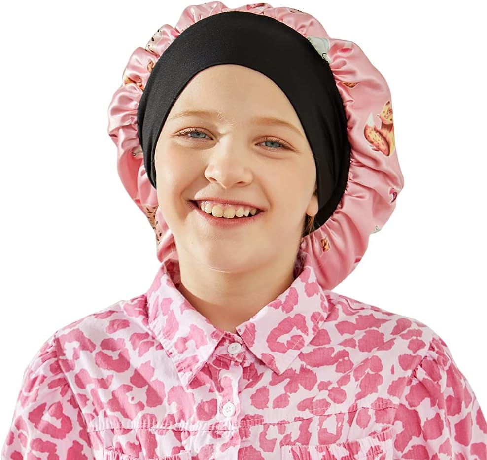 ELIHAIRKids Satin Bonnet Elastic Band Sleeping Cap No Imprint Toddler Child