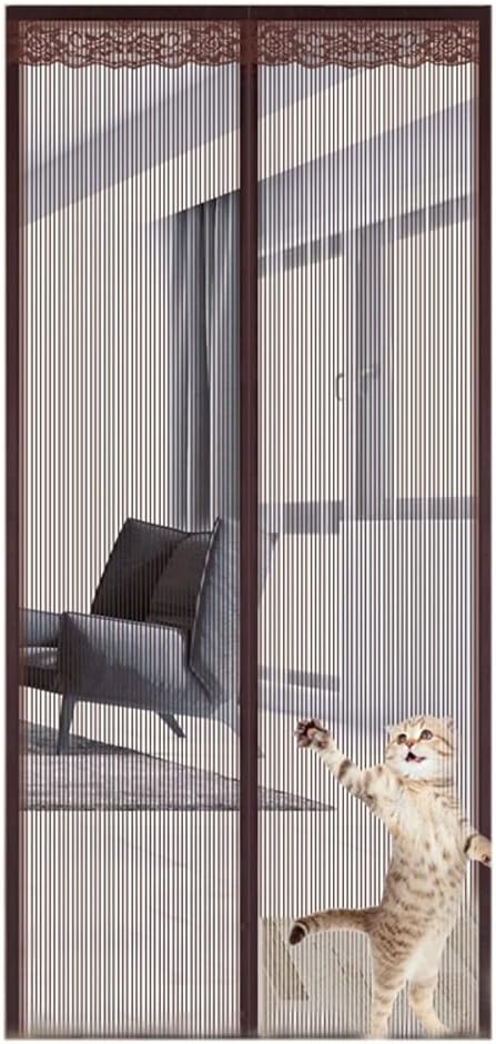 Magnetic Mesh Screen Door, Full Frame Hook & Loop Heavy Duty Mesh Curtain Strong Magnet Self Sealing for Sliding Doors-e 140x220cm(55x87in) (Color : A, Size : 130x220cm(51x87in))