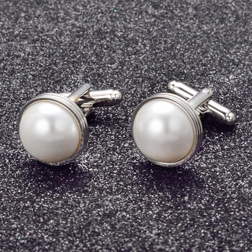 Mens Pearl Cufflinks for Men Customized Silver Cufflinks Suit Shirt Wedding Groom Groomsmen3